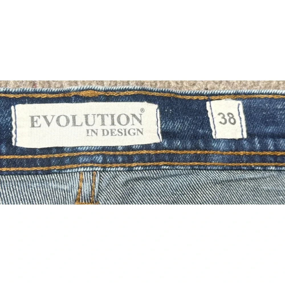 Evolution In Design Men's Distressed Slim Fit‎ 5 Pocket Denim Jeans Size 38x34